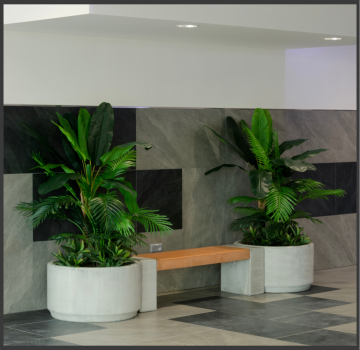 Betonový mobiliář MIAKI v nově otevřeném obchodním centru Kaskády Ivanovice