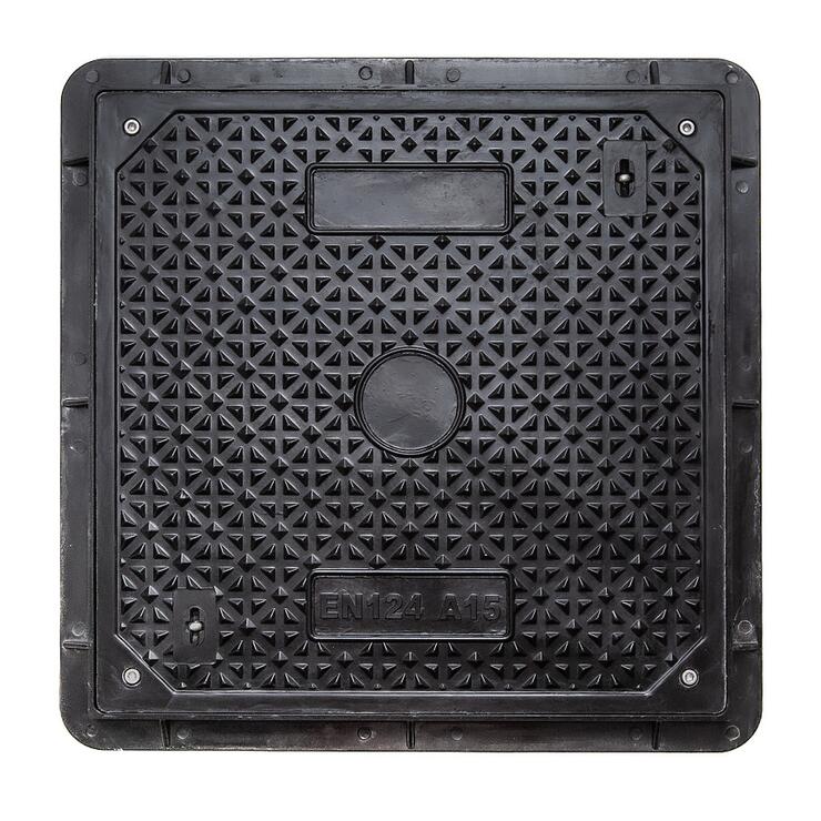 Poklop kompozitní čtvercový SMC 600x600 A15 uzamykatelný - Poklop kompozitní čtvercový SMC 600x600mm A15 uzamykatelný