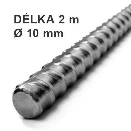 Ocelové žebírkové tyče Ø 10 mm - Tyč žebírková R10, délka 2m