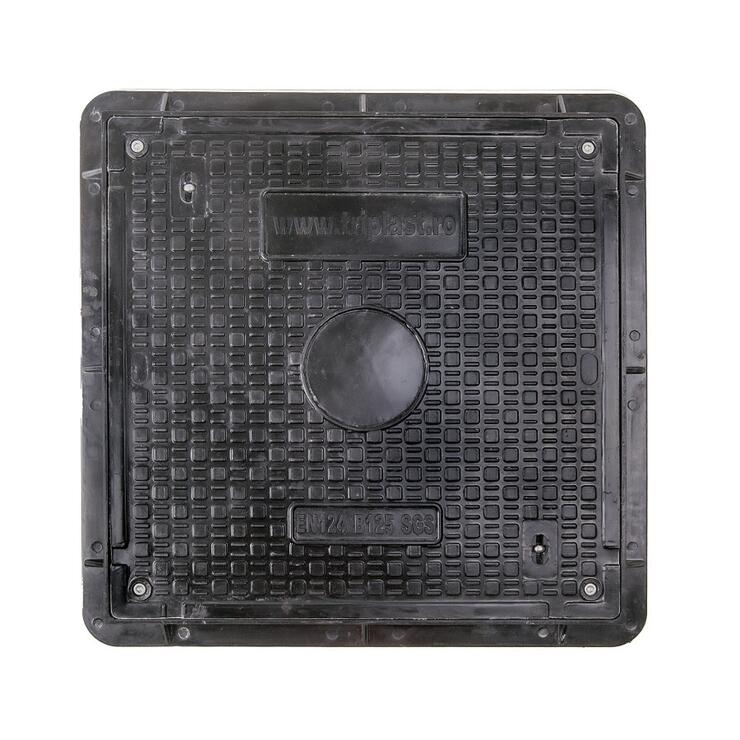 Poklop kompozitní čtvercový SMC 600x600 mm B125 uzamykatelný - Čtvercový poklop SMC 600x600mm B125