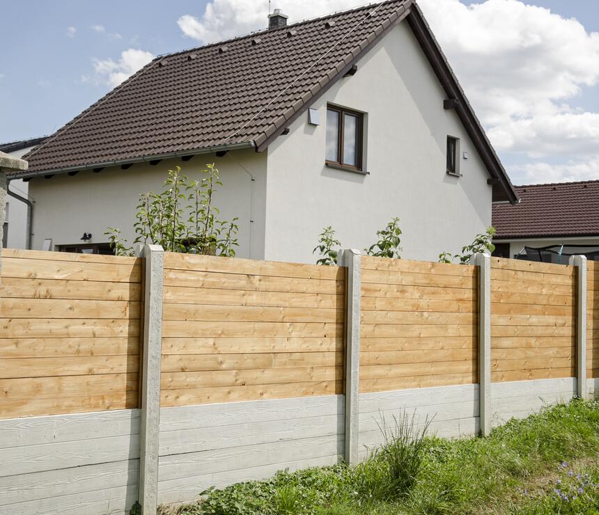 Plot DEKOR oboustranný reliéf PRKNO, sloupky HLADKÉ barva natural - foto č.5