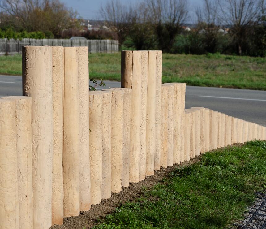 Betonová palisáda kruhová DEKOR dřevo barva béžová - foto č.2
