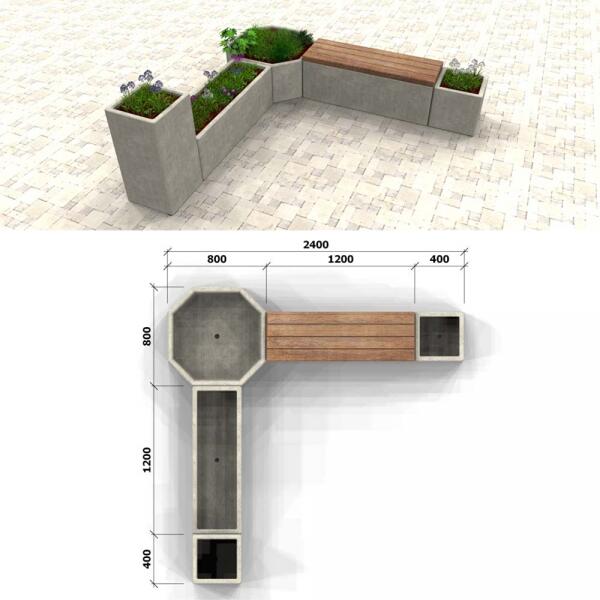 Sestava betonového městského mobiliáře PREFACUBE 14 - foto č.1