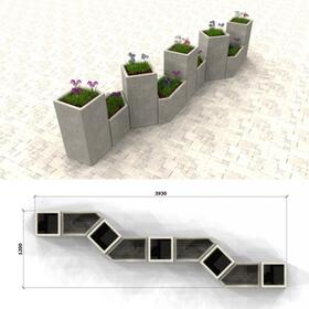 Sestava betonového městského mobiliáře PREFACUBE 20