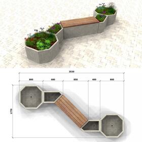 Sestava betonového městského mobiliáře PREFACUBE 21