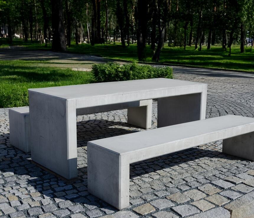 Betonová lavička PREFA LINIE, betonový stůl PREFA LINIE - foto č.6