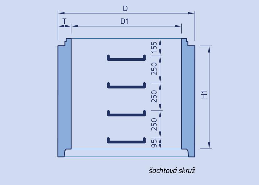 Betonové šachtové skruže se stupadly - Nákres rozměrů - foto č.6