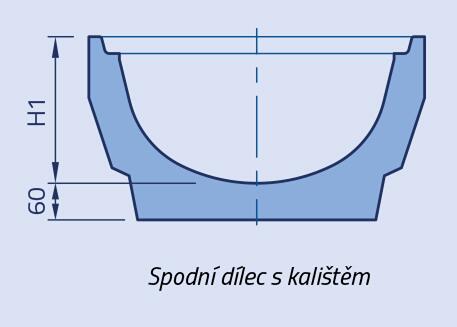 Spodní dílec s kalištěm nízkým pro uliční vpusť 450 - Nákres rozměrů - foto č.3