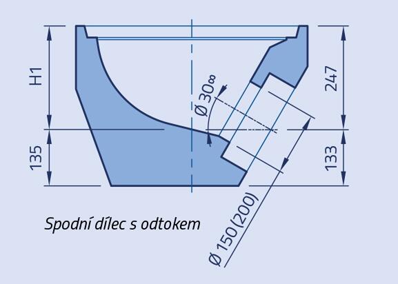 Spodní dílec s odtokem pro uliční vpusť 450 - Nákres rozměrů - foto č.3