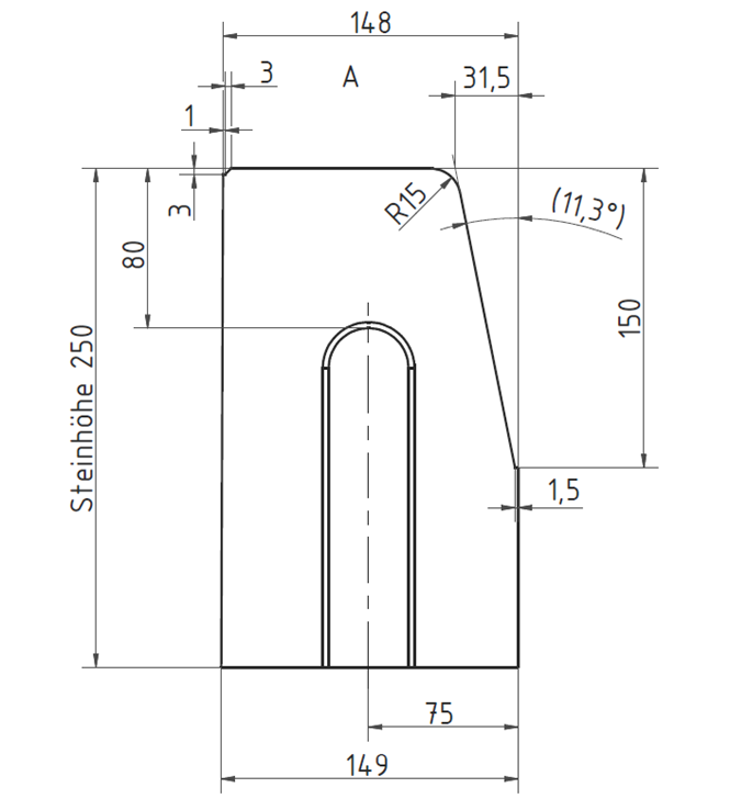 Betonový silniční obrubník - Nákres rozměrů - foto č.12