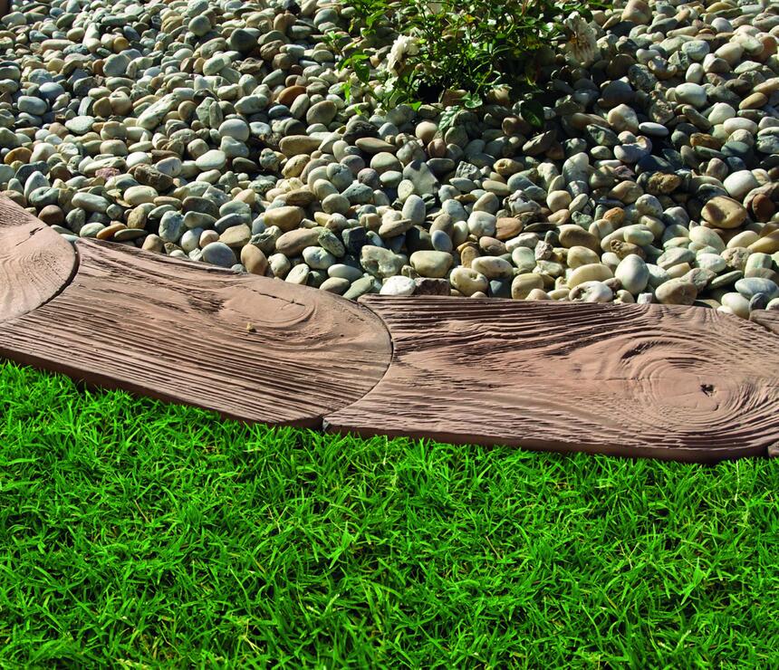 Betonová trávníková pojezdová obruba DEKOR dřevo barva karamelová - foto č.4