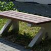 Lavička C - betonové nohy, dřevěný sedák barva TEAK, bez opěradla - náhled č.9
